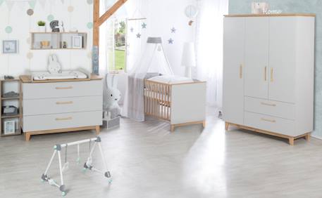 Chambre bébé évolutive complète au style scandinave caro Gris clair / chêne doré 2 - vertbaudet enfant 