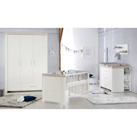 Chambre bébé évolutive 2 pièces - style moderne avec soft-close lucy Blanc cassé / décor luna elm 2 - vertbaudet enfant 