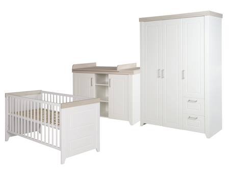 Chambre bébé évolutive complète - style rustique moderne avec soft-close felicia Blanc cassé / décor luna elm 1 - vertbaudet enfant 