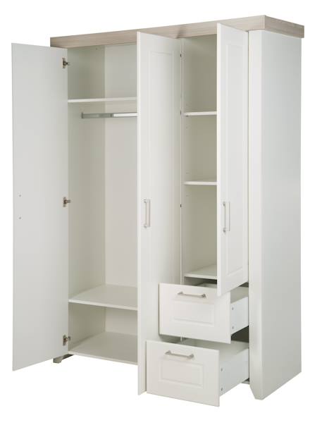 Armoire bébé 3 portes et 2 tiroirs felicia Blanc cassé / décor luna elm 6 - vertbaudet enfant 