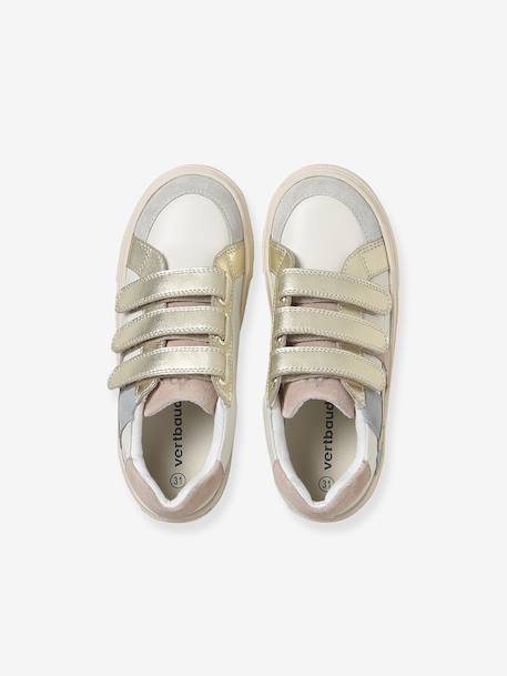 Baskets enfant fille cuir à scratchs blanc imprimé+écru+lot blanc 9 - vertbaudet enfant 