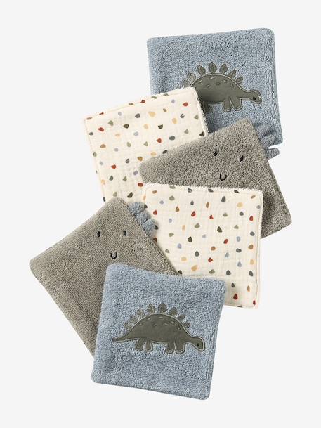 Lot 6 lingettes lavables Achille+Lovely Leo+Minisaurus 8 - vertbaudet enfant 