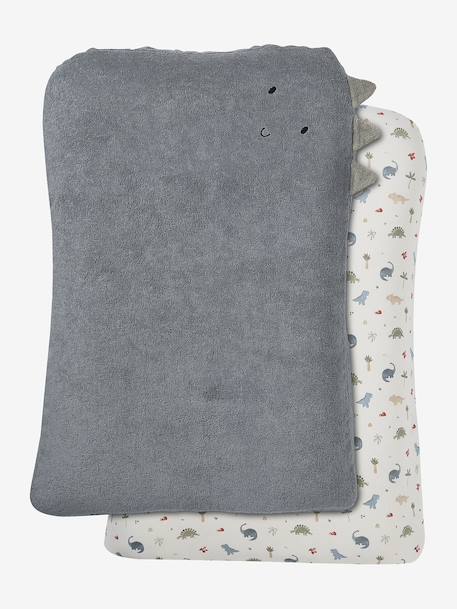 Lot 2 housses matelas à langer animaux blush+Dans les bois+Lovely Leo+Minisaurus+ourson 22 - vertbaudet enfant 