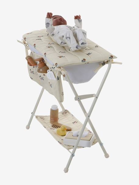 Table à langer 2 en 1 pour poupon en métal RETRO FLOWER écru 5 - vertbaudet enfant 