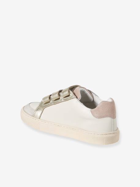 Baskets enfant fille cuir à scratchs blanc imprimé+écru+lot blanc 7 - vertbaudet enfant 