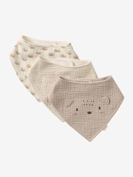 Lot 3 bavoirs bandanas en gaze de coton Bord de mer+Broceliande+Dans les bois+Hanoi+Hérisson+Hygge+lot renard+Mon coeur+Tanzanie 22 - vertbaudet enfant 