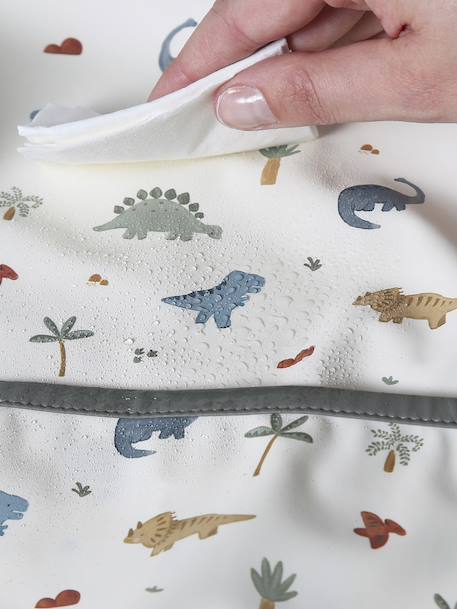 Bavoir tablier manches longues imprimé végétal+Minisaurus+multicolore+Oies+renard+rose poudré 13 - vertbaudet enfant 