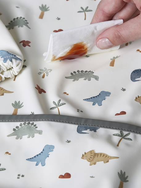Bavoir tablier manches longues imprimé végétal+Minisaurus+multicolore+Oies+renard+rose poudré 15 - vertbaudet enfant 