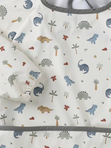Bavoir tablier manches longues imprimé végétal+Minisaurus+multicolore+Oies+renard+rose poudré 12 - vertbaudet enfant 