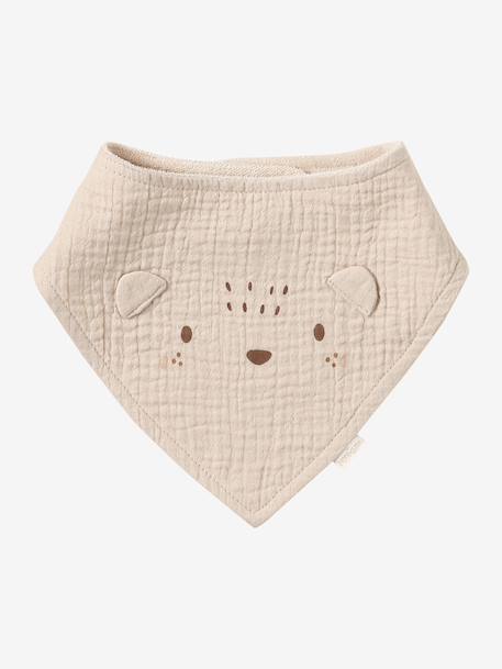 Lot 3 bavoirs bandanas en gaze de coton Bord de mer+Broceliande+Dans les bois+Hanoi+Hérisson+Hygge+lot renard+Mon coeur+Tanzanie 25 - vertbaudet enfant 