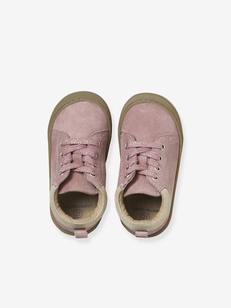 Chaussures premiers pas bébé lacets fuchsia+marron+rose 17 - vertbaudet enfant 