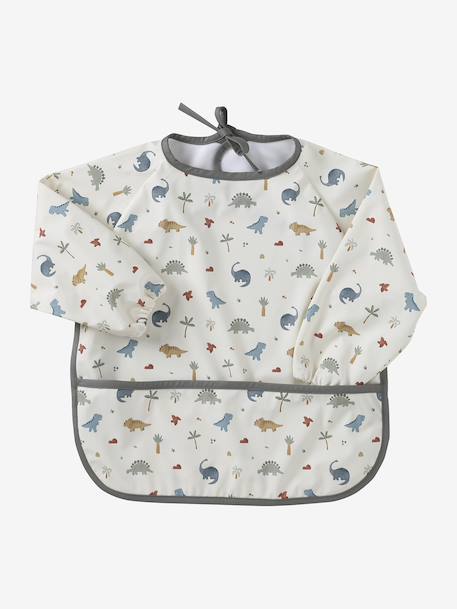 Bavoir tablier manches longues imprimé végétal+Minisaurus+multicolore+Oies+renard+rose poudré 10 - vertbaudet enfant 