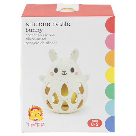 Hochet lapin en silicone Ecru, rose, jaune 6 - vertbaudet enfant 