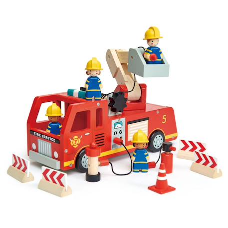 Camion de pompiers en bois Rouge, bleu, blanc 5 - vertbaudet enfant 