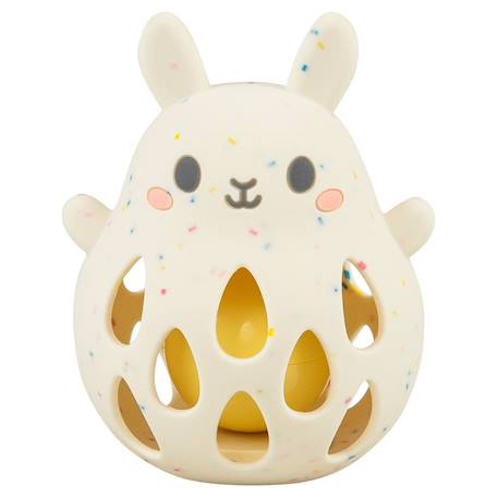 Hochet lapin en silicone Ecru, rose, jaune 1 - vertbaudet enfant 
