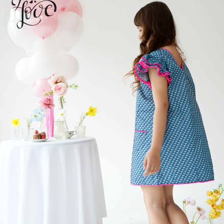 Robe  été   ample  butterfly Bleu marine+Jaune bleu+Rose bleu pastel+Violette bleu 2 - vertbaudet enfant 