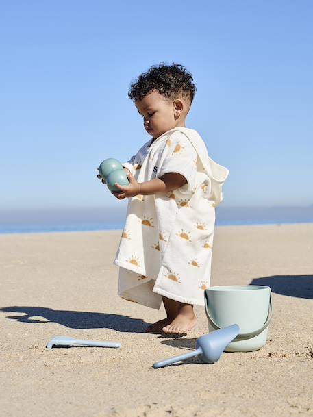Poncho de bain / plage bébé personnalisable, avec coton recyclé blanc imprimé+rose imprimé 2 - vertbaudet enfant 