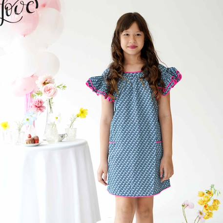 Robe  été   ample  butterfly Bleu marine+Jaune bleu+Rose bleu pastel+Violette bleu 6 - vertbaudet enfant 