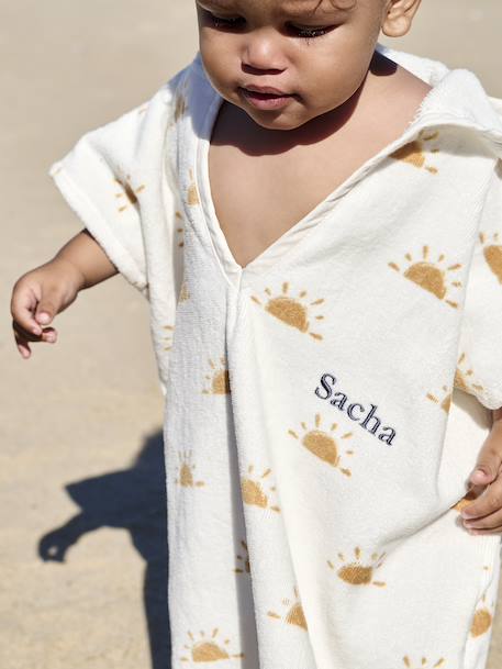 Poncho de bain / plage bébé personnalisable, avec coton recyclé blanc imprimé+rose imprimé 7 - vertbaudet enfant 