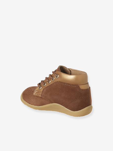 Chaussures premiers pas bébé lacets beige irisé+camel+MARRON CLAIR UNI 8 - vertbaudet enfant 