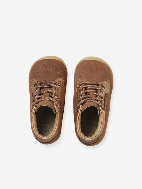 Chaussures premiers pas bébé lacets beige irisé+camel+MARRON CLAIR UNI 9 - vertbaudet enfant 
