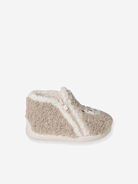 Chaussons textile moutonné bébé fabriqués en France beige 4 - vertbaudet enfant 