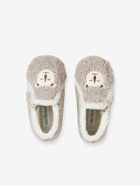 Chaussons textile moutonné bébé fabriqués en France beige 3 - vertbaudet enfant 