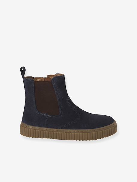 Boots fille cuir zippées et élastiquées beige+camel+marine 13 - vertbaudet enfant 