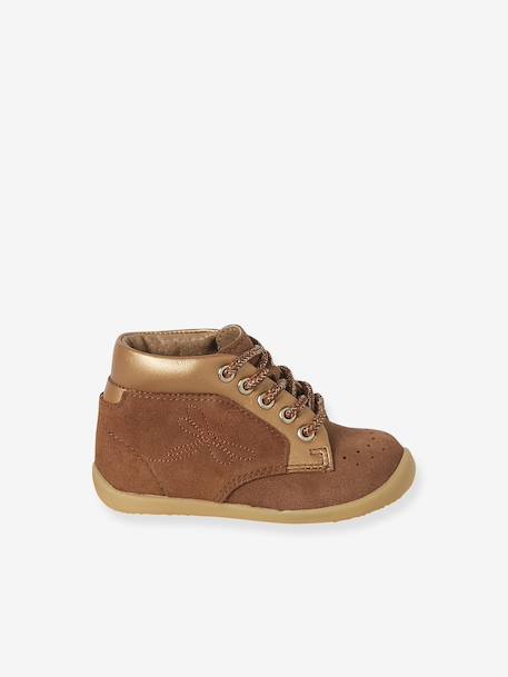 Chaussures premiers pas bébé lacets beige irisé+camel+MARRON CLAIR UNI 7 - vertbaudet enfant 