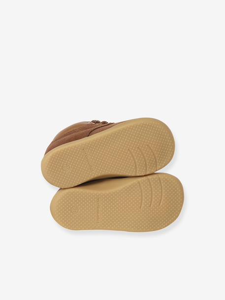 Chaussures premiers pas bébé lacets beige irisé+camel+MARRON CLAIR UNI 10 - vertbaudet enfant 