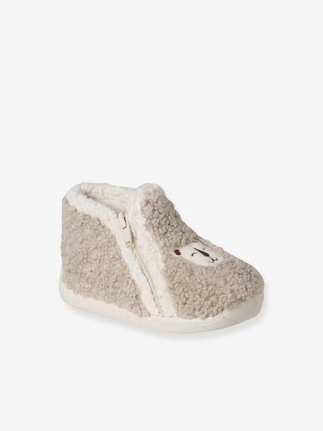 Chaussons textile moutonné bébé fabriqués en France beige 2 - vertbaudet enfant 