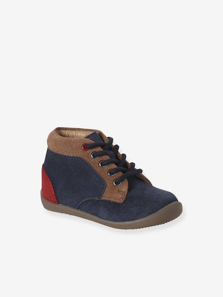 Bottillons lacés cuir souple bébé premiers pas lot bleu+marine 1 - vertbaudet enfant 