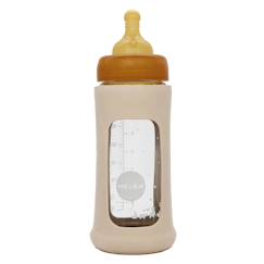 Puériculture-Repas-Biberonnerie-Biberon en verre avec housse de protection - sand - 250 ml