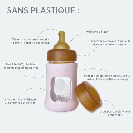 Biberon en verre avec housse de protection - sand - 250 ml Beige 3 - vertbaudet enfant 