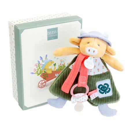 Doudou attache-sucette vache aneth 19 cm Vert 1 - vertbaudet enfant 