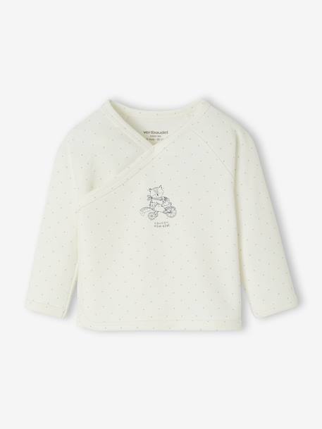 Brassière naissance imprimée ouverture devant écru+vert d'eau 4 - vertbaudet enfant 