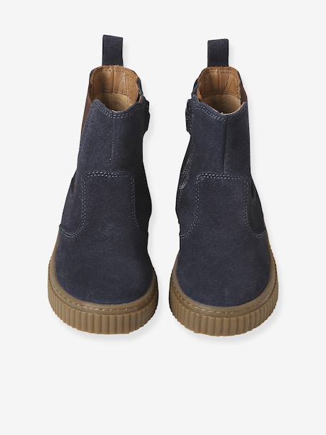 Boots fille cuir zippées et élastiquées beige+camel+marine 15 - vertbaudet enfant 