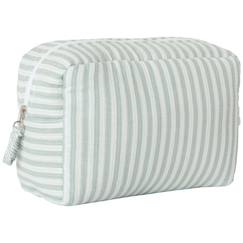 Puériculture-Toilette de bébé-Trousse de toilette gaze de coton rayé vert de gris