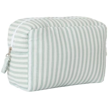 Trousse de toilette gaze de coton rayé vert de gris Beige, blanc+Vert de gris, blanc 4 - vertbaudet enfant 