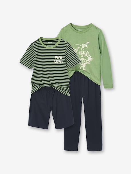 Lot pyjama + pyjashort garçon dinosaure vert 1 - vertbaudet enfant 