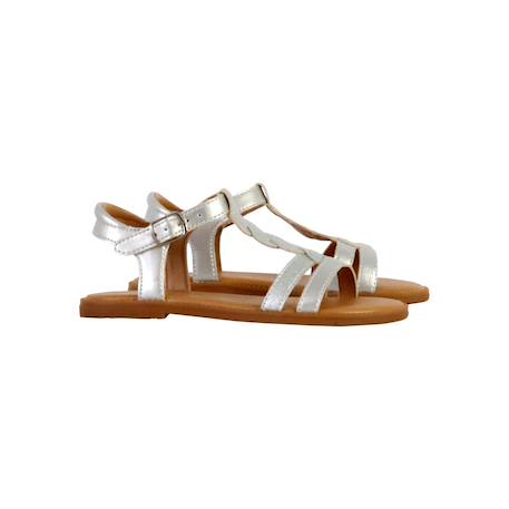 Sandales en cuir  à brides Argent 3 - vertbaudet enfant 