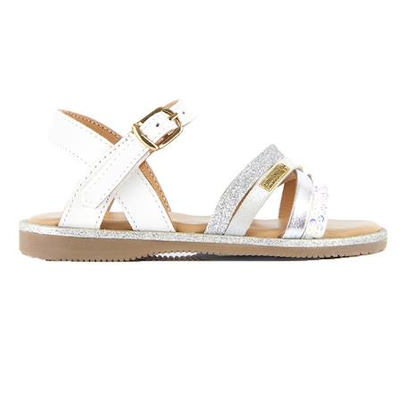 Sandales en cuir  à brides Blanc 1 - vertbaudet enfant 