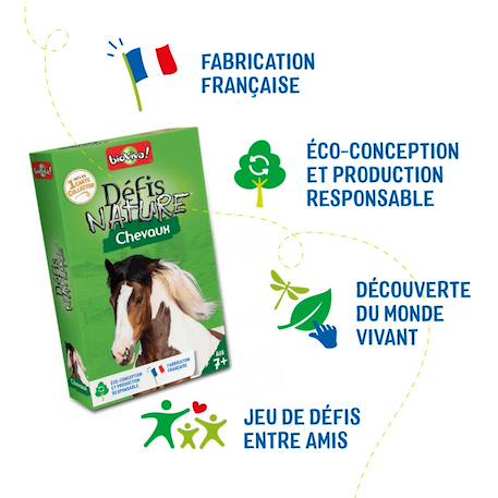 Jeu de cartes défis nature - chevaux - fabriqué en france MULTICOLORE 6 - vertbaudet enfant 