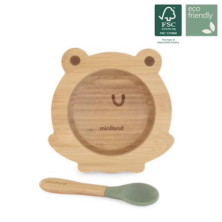 Set bol et cuillère blw wooden bowl frog Bois 3 - vertbaudet enfant 