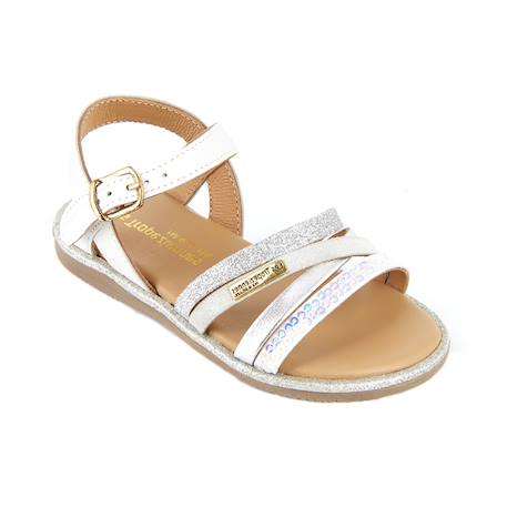 Sandales en cuir  à brides Blanc 3 - vertbaudet enfant 