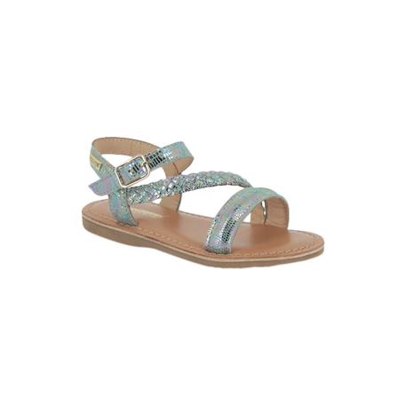 Sandales en cuir  à brides Bleu hologram 3 - vertbaudet enfant 