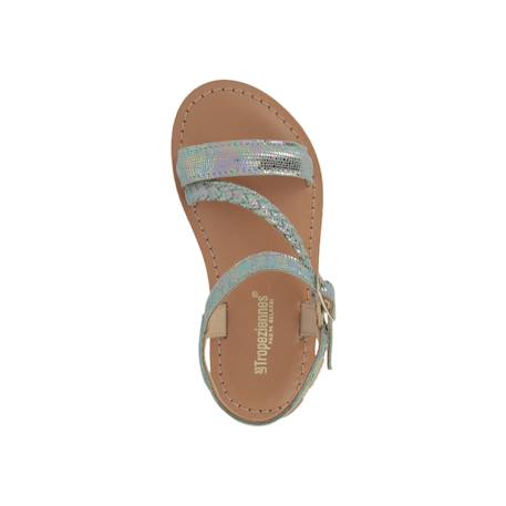 Sandales en cuir  à brides Bleu hologram 4 - vertbaudet enfant 