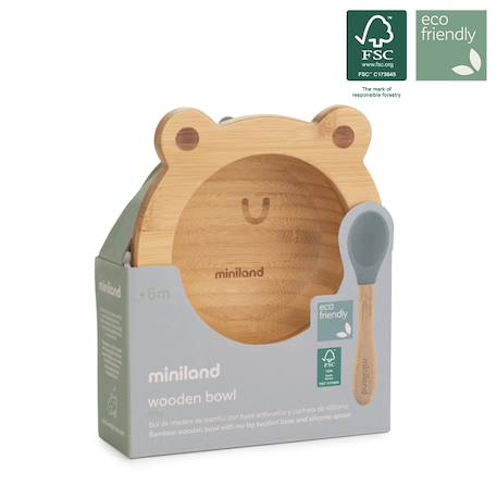 Set bol et cuillère blw wooden bowl frog Bois 2 - vertbaudet enfant 
