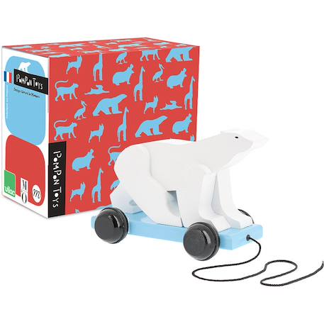 Ours blanc à tirer pompon Blanc 3 - vertbaudet enfant 