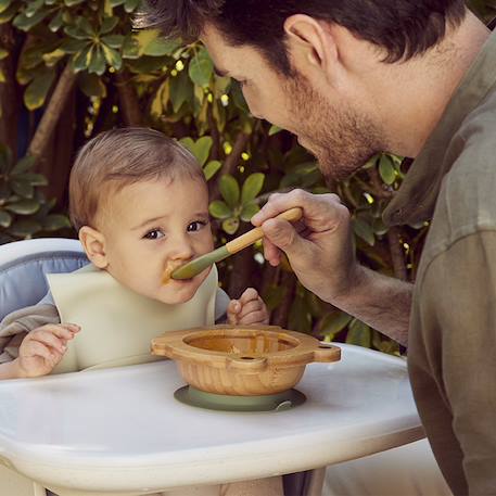 Set bol et cuillère blw wooden bowl frog Bois 4 - vertbaudet enfant 